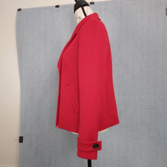 Talbots | Red Textured Double Breasted Blazer Jacket | Size 10 - Picture 4 of 10